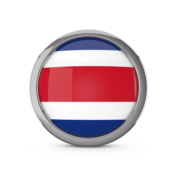 Kostaryka Flaga narodowa w błyszczącym kształcie koła z chromem fr — Zdjęcie stockowe