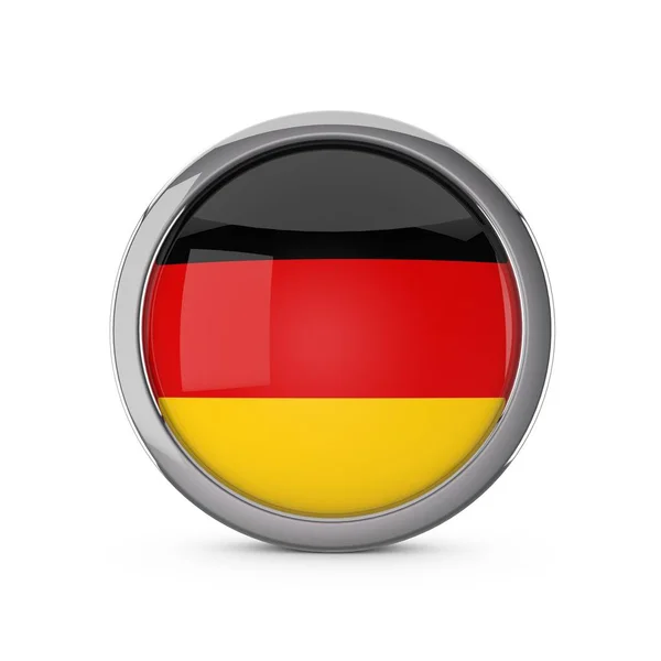 Flaga Niemiec w błyszczącym kształcie okręgu z chromowaną ramką — Zdjęcie stockowe