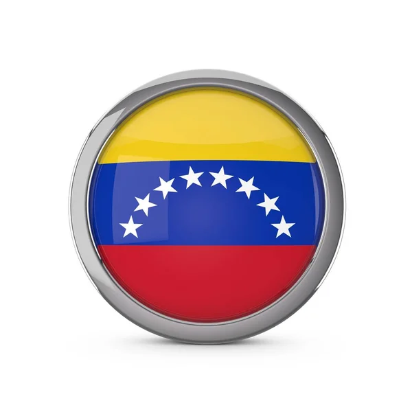 委内瑞拉国旗在光泽的圆圈形状与铬fra — 图库照片