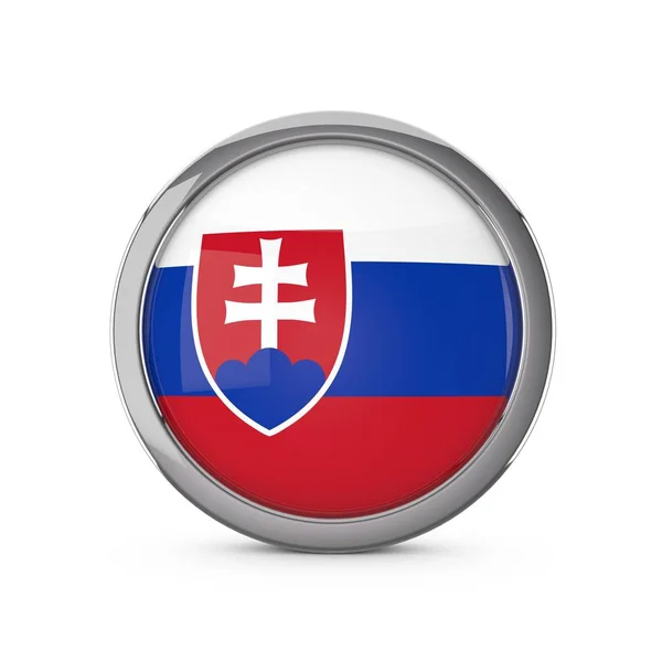 크롬 fram와 광택 원 모양의 슬로바키아 국기 — 스톡 사진
