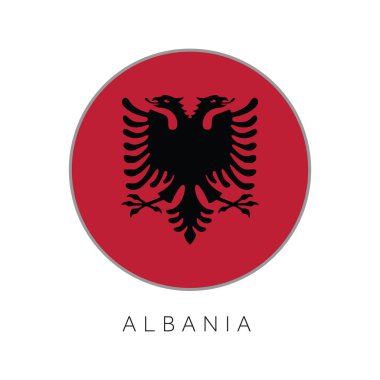 Arnavutluk bayrak yuvarlak daire vektör simgesi