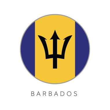 Barbados bayrağı yuvarlak daire vektör simgesi