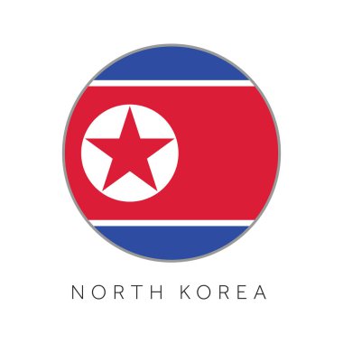 Kuzey Kore bayrağı yuvarlak daire vektör simgesi