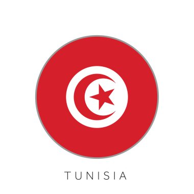 Tunus bayrağı yuvarlak daire vektör simgesi