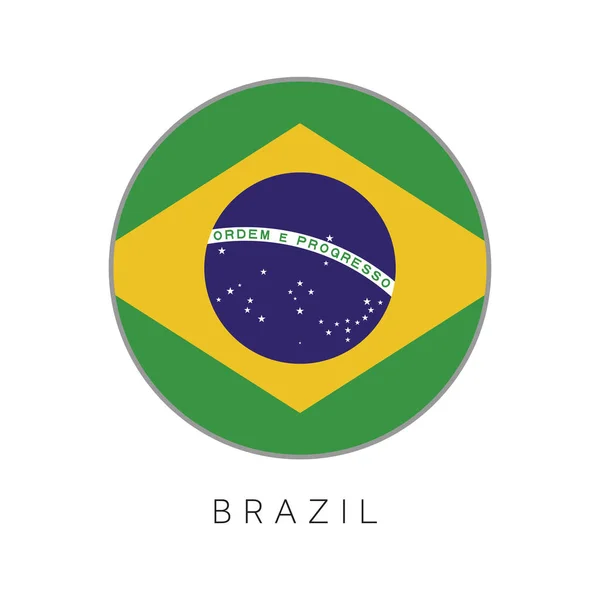 Βραζιλία σημαία στρογγυλό εικονίδιο διάνυσμα — Διανυσματικό Αρχείο