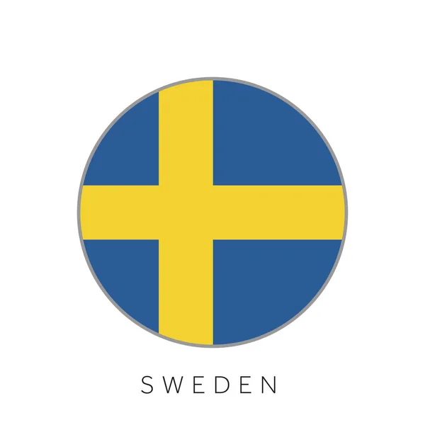 スウェーデンフラグ丸円ベクトルアイコン — ストックベクタ