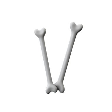 V harfi kemik yazı tipi. Cadılar Bayramı alfabesi harfi. 3d Rendering