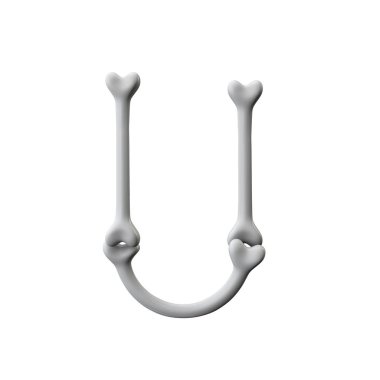 U harfi kemik yazı tipi. Cadılar Bayramı alfabesi harfi. 3d Rendering