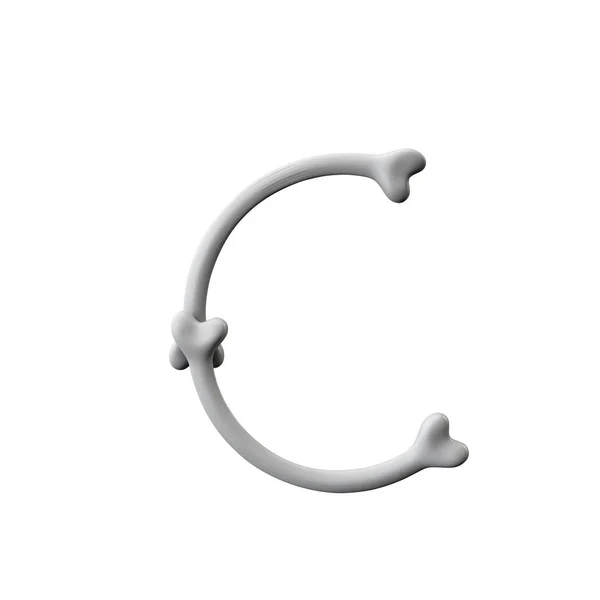 문자 C 뼈 글꼴입니다. 할로윈 알파벳 문자입니다. 3D 렌더링 — 스톡 사진