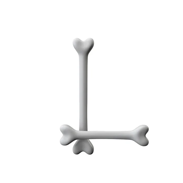 Letter L Bone lettertype. Halloween alfabet letter. 3D-rendering — Stockfoto