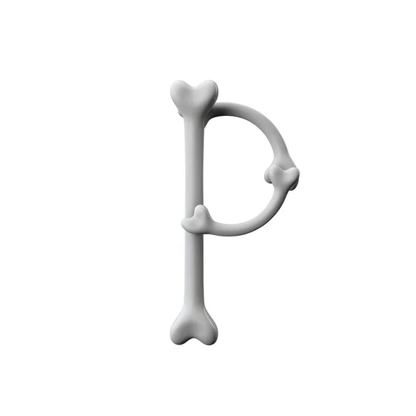 Letter P Bone lettertype. Halloween alfabet letter. 3D-rendering — Stockfoto