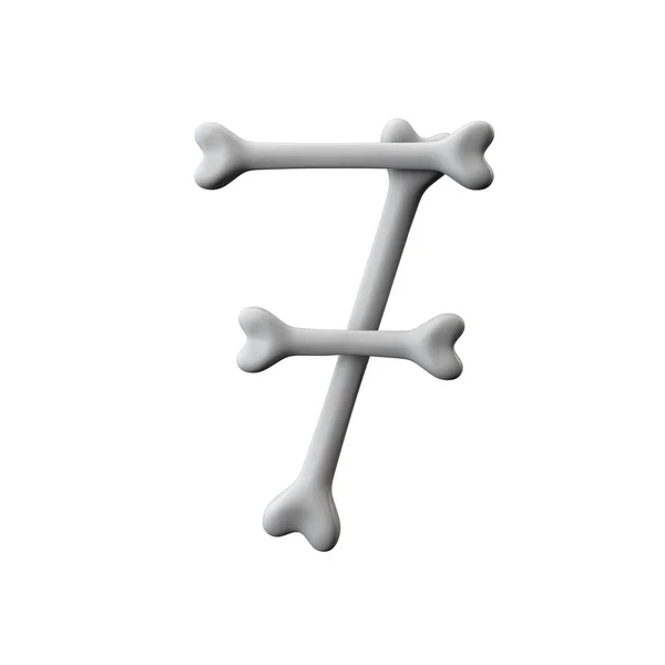 Number 7 bone font. Halloween alphabet letter. 3D Rendering — Stock Photo, Image