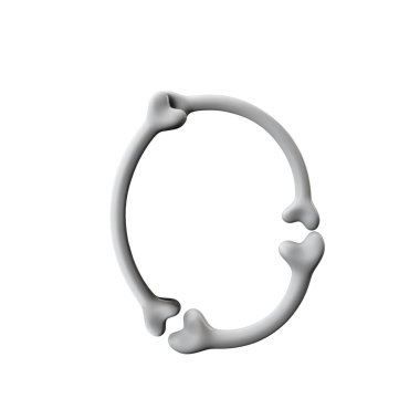 O harfi kemik yazı tipi. Cadılar Bayramı alfabesi harfi. 3d Rendering