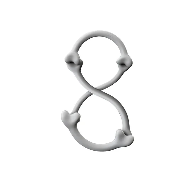 Nummer 8 Bone lettertype. Halloween alfabet letter. 3D-rendering — Stockfoto