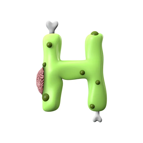 Зомбі алфавіт літери H. Хеллоуїн шрифт. 3D рендерингу — стокове фото