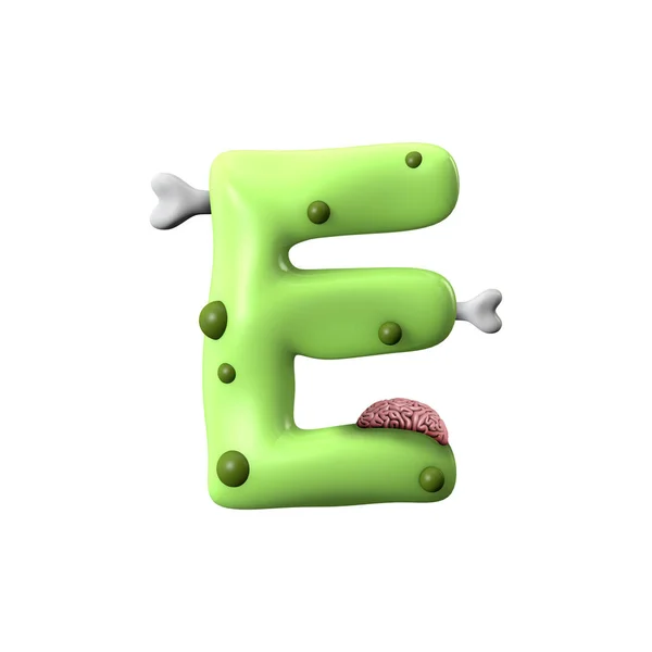 Zombie alphabet letter E. Halloween font. 3D Rendering — Stock Photo, Image