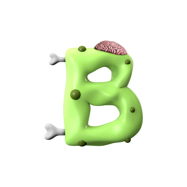 Alfabeto zombie lettera B. carattere Halloween. Rendering 3D — Foto Stock