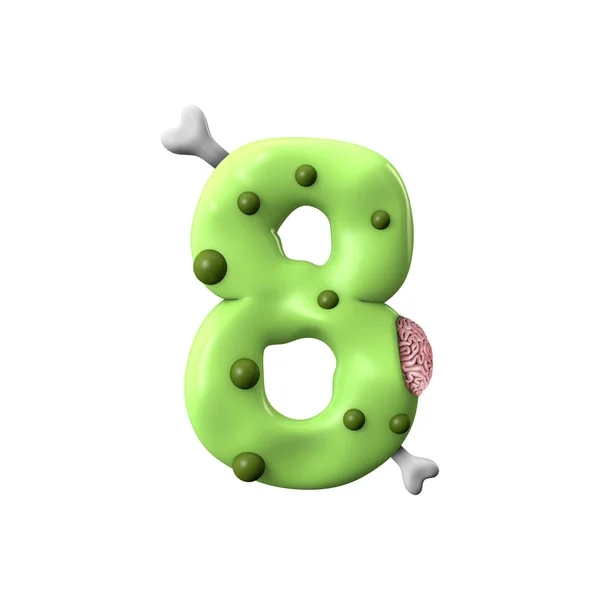 좀비 알파벳 번호 8. 할로윈 글꼴입니다. 3D 렌더링 — 스톡 사진