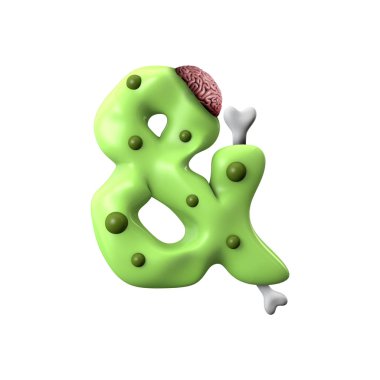 zombi alfabesi ampersand. Cadılar Bayramı yazı tipi. 3d Rendering