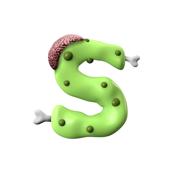 Алфавит зомби буква С. Шрифт Хэллоуина. 3D рендеринг — стоковое фото