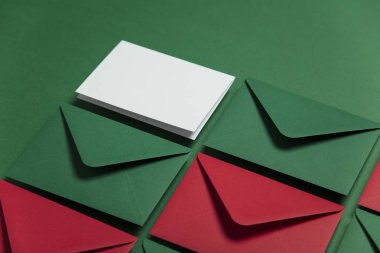 Kağıt zarf Noel kartı şablonu moc ile boş beyaz kart