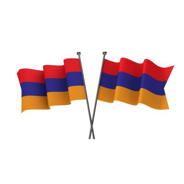 Ermenistan bayrakları beyaz bir arka plan üzerinde izole geçti. 3d Renderi