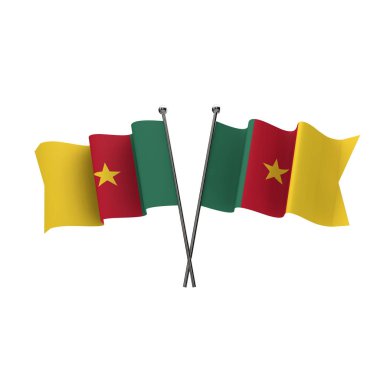 Kamerun bayrakları beyaz bir arka plan üzerinde izole geçti. 3d Render