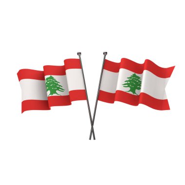 Lübnan bayrakları beyaz bir arka plan üzerinde izole geçti. 3d Renderi