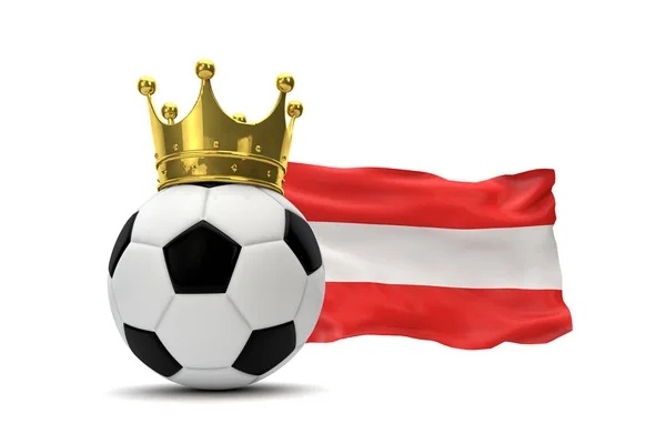 Bandera de Austria y pelota de fútbol con corona de oro. Renderizado 3D —  Fotos de Stock