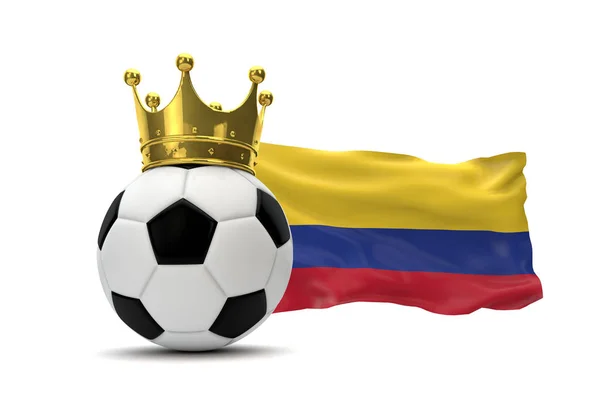 Colombia sjunker och fotboll med guldkrona. 3D-rendering — Stockfoto