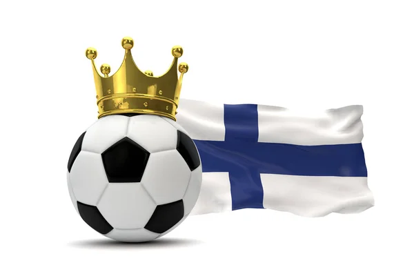 Finland sjunker och fotboll med guldkrona. 3D-rendering — Stockfoto