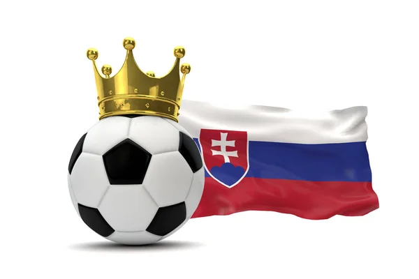 금 왕관 슬로바키아 국기와 축구 공입니다. 3D 렌더링 — 스톡 사진