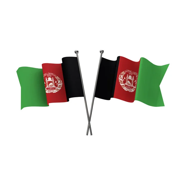 Afganisztán zászlók keresztbe izolált egy fehér háttér. 3D-s ren — Stock Fotó