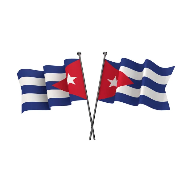 Bandeiras de Cuba cruzadas isoladas em um fundo branco. Renderização 3D — Fotografia de Stock