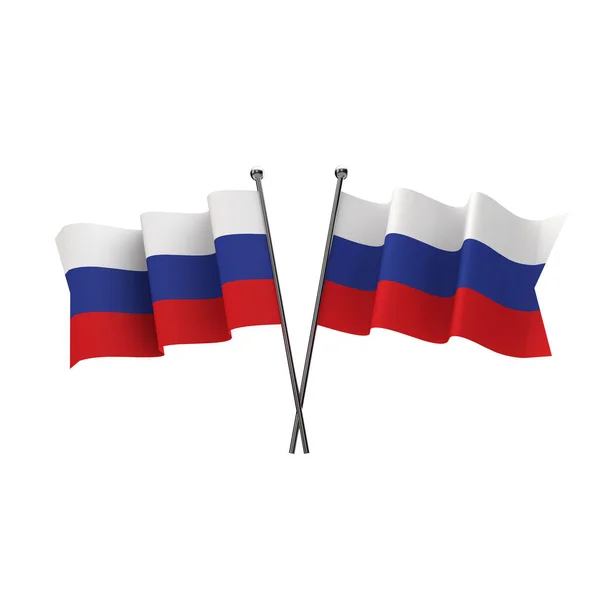 Banderas de Rusia cruzadas aisladas sobre un fondo blanco. Renderina 3D —  Fotos de Stock