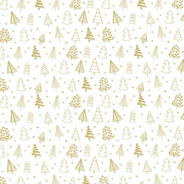 El çizilmiş Noel ağaçları doodle arka plan