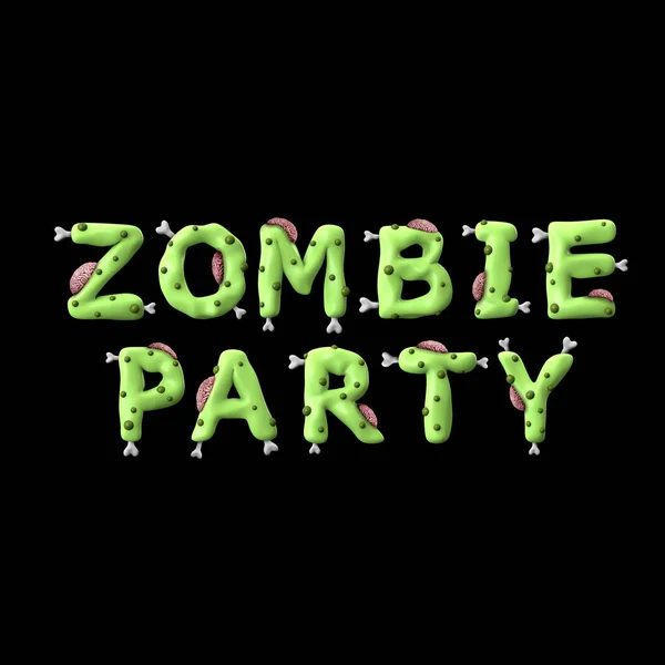 Зомби-фраза на Хэллоуин, сделанная из букв зеленого зомби — стоковое фото