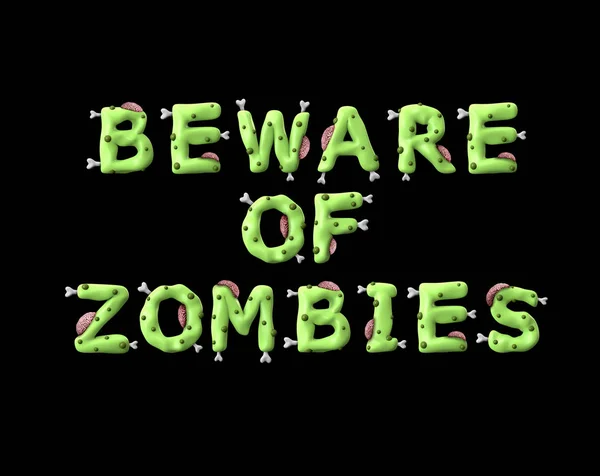 Frase de zombies de Halloween hecha de letras de zombies verdes —  Fotos de Stock