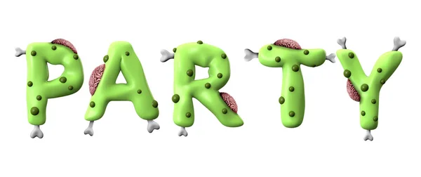Party halloween word made from green zombie lettering — Stock Photo, Image