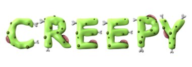 Yeşil zombi harfleri yapılmış ürpertici halloween kelime