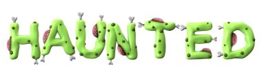 Yeşil zombi harfleri yapılan Haunted halloween kelime
