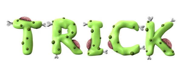 Yeşil zombi harfleri yapılan hile halloween kelime — Stok fotoğraf