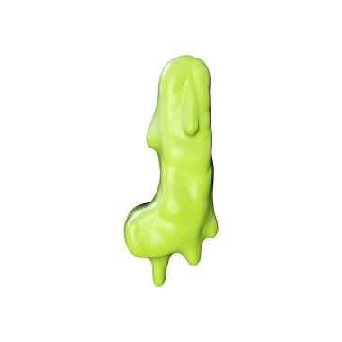 Mektup J yeşil balçık sızma halloween yazı tipi. 3d Rendering