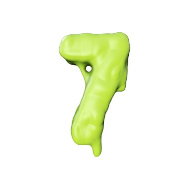 7 numara yeşil balçık sızan cadılar bayramı yazı tipi. 3d Rendering