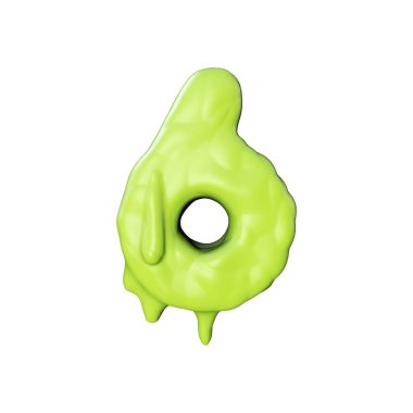 6 numara yeşil balçık sızan cadılar bayramı yazı tipi. 3d Rendering