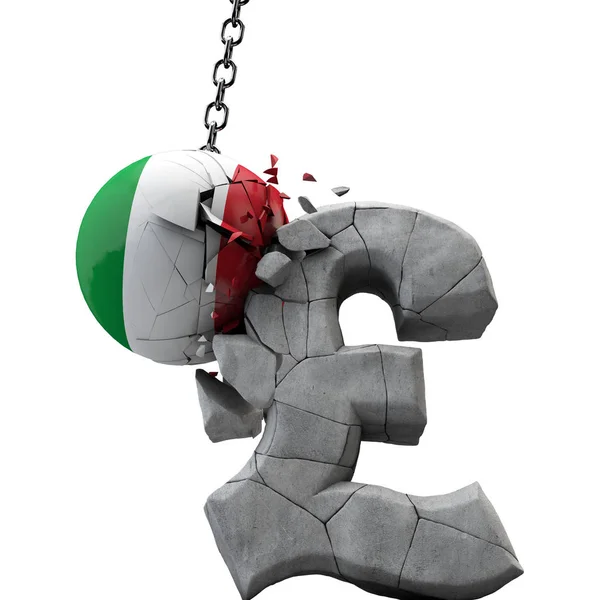 Італія бал розгрому фунта стерлінгів символ. Економіка Великобританії. 3D візуалізації — стокове фото