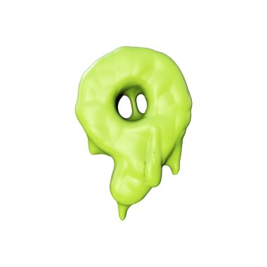 9 numara yeşil balçık sızan cadılar bayramı yazı tipi. 3d Rendering