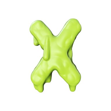 Letter X green slime oozing halloween font. 3D Rendering clipart