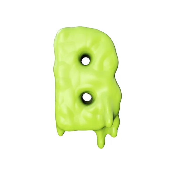 Letter B groene slime sijpelen Halloween lettertype. 3D-rendering — Stockfoto