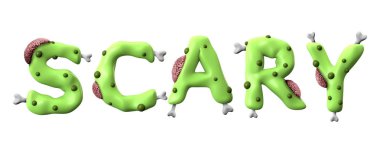 Yeşil zombi harfleri yapılan korkunç halloween kelime